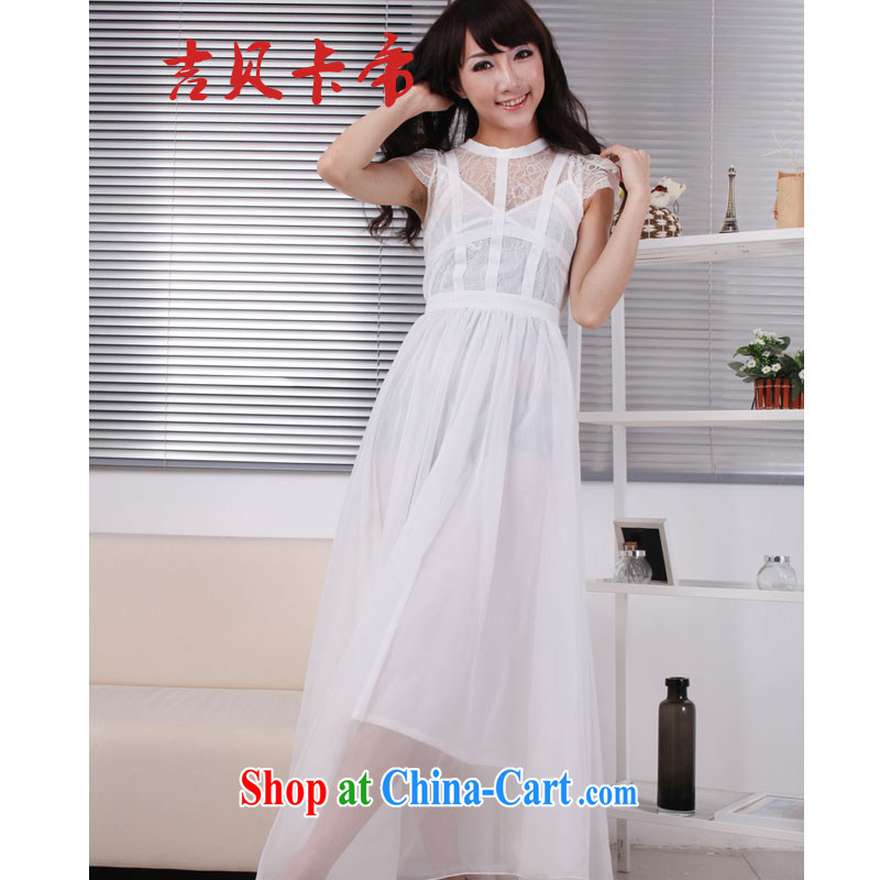 The Bekaa in Dili 0998 #Korea sin to drag and drop a short-sleeved lace snow woven long skirt/beach skirt suits skirts wedding white L, Bekaa in Dili (JIBEIKADI), online shopping