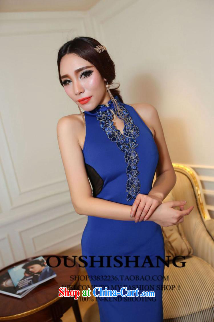 The Bekaa in Dili 8702 embroidery hook flower nails Pearl high-collar dress Web yarn back exposed sleeveless dresses female blue are code pictures, price, brand platters! Elections are good character, the national distribution, so why buy now enjoy more preferential! Health