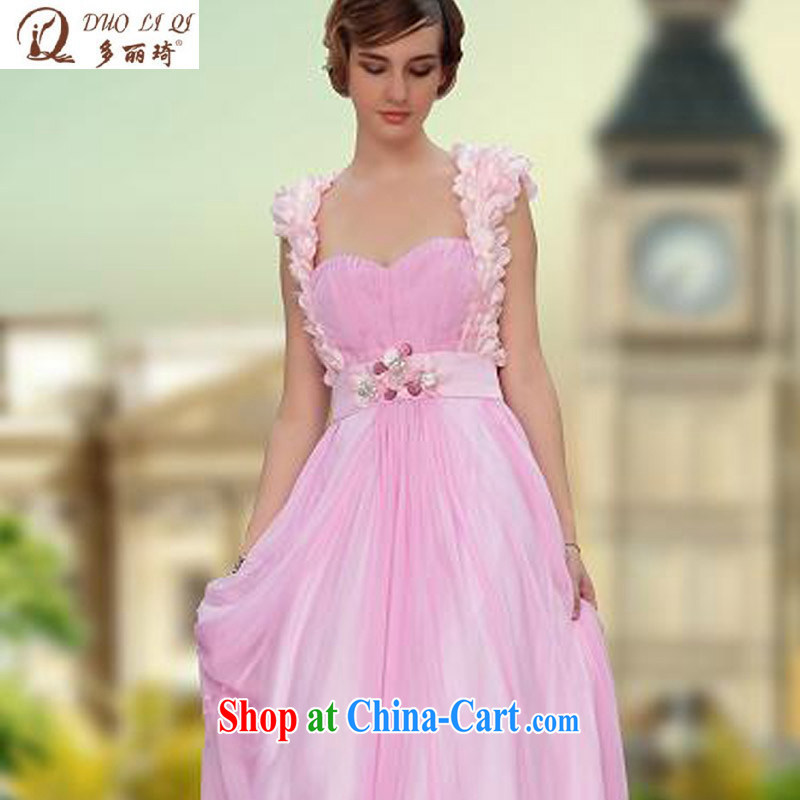 Multi-LAI Ki Europe Evening Dress pink lovely bridesmaid dress shoulders a flower Bridal party wedding dress pink XXL