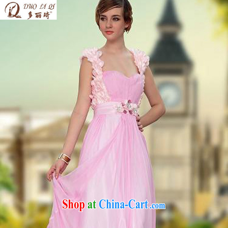 Multi-LAI Ki Europe Evening Dress pink lovely bridesmaid dress shoulders a flower Bridal party wedding dress pink XXL, Lai Ki (Doris dress), and, on-line shopping