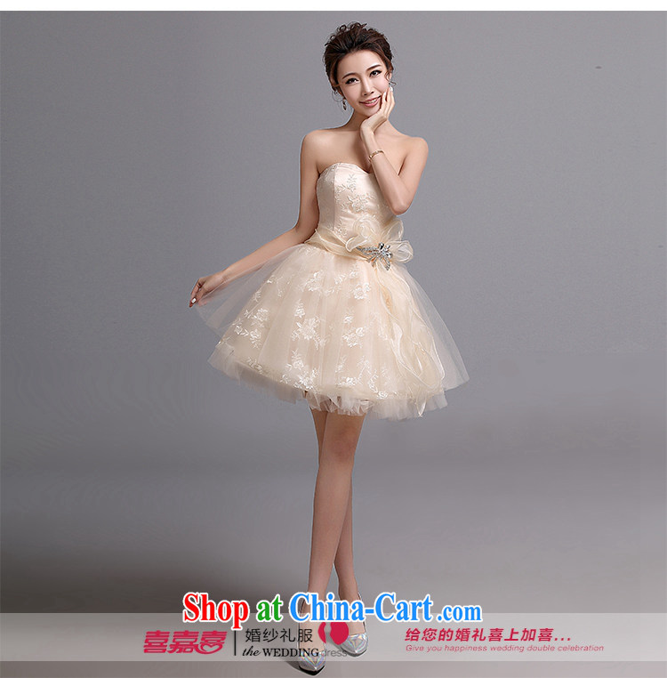Hi, HI wedding dresses new spring 2015 Korean bridal short, chest bare beauty banquet bridesmaid dress X 034 champagne color left size tailored pictures, price, brand platters! Elections are good character, the national distribution, so why buy now enjoy more preferential! Health