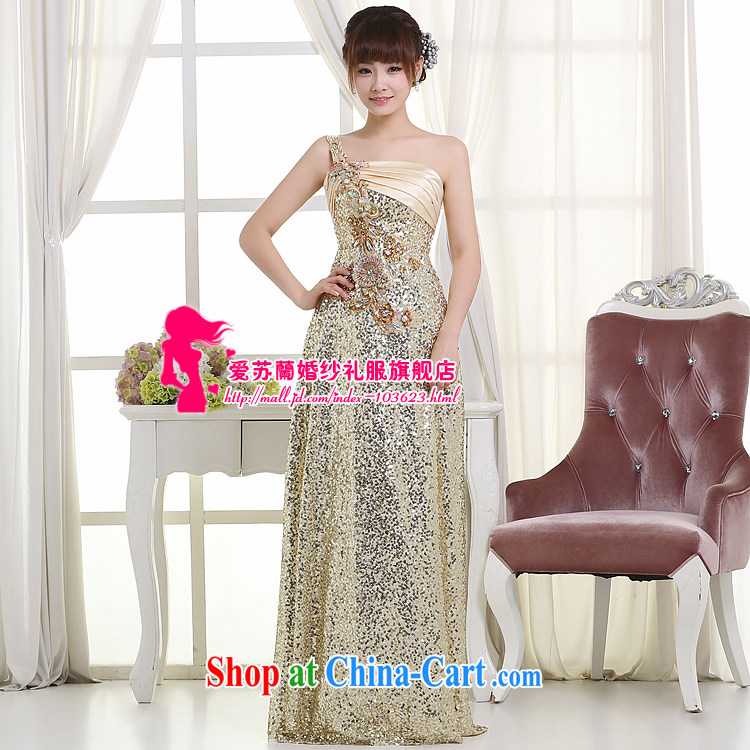 New bridesmaid dress long dress single shoulder, crowsfoot dress toast bridesmaid dress pale yellow XXXL pictures, price, brand platters! Elections are good character, the national distribution, so why buy now enjoy more preferential! Health