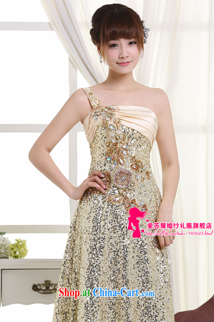 New bridesmaid dress long dress single shoulder, crowsfoot dress toast bridesmaid dress pale yellow XXXL pictures, price, brand platters! Elections are good character, the national distribution, so why buy now enjoy more preferential! Health