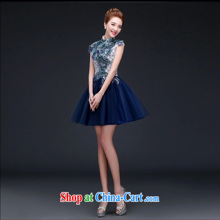 Evening Dress 2015 new stylish short, cultivating evening banquet small dress summer annual meeting of the persons chairing dress girls dancing dress graduation dress dark blue XXL (graphics thin dress) pictures, price, brand platters! Elections are good character, the national distribution, so why buy now enjoy more preferential! Health