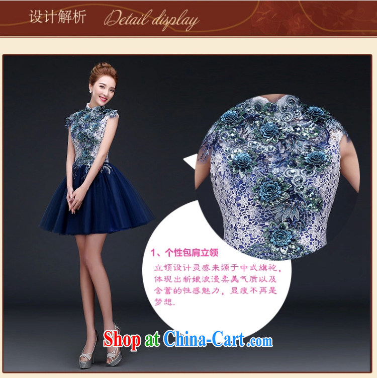 Evening Dress 2015 new stylish short, cultivating evening banquet small dress summer annual meeting of the persons chairing dress girls dancing dress graduation dress dark blue XXL (graphics thin dress) pictures, price, brand platters! Elections are good character, the national distribution, so why buy now enjoy more preferential! Health
