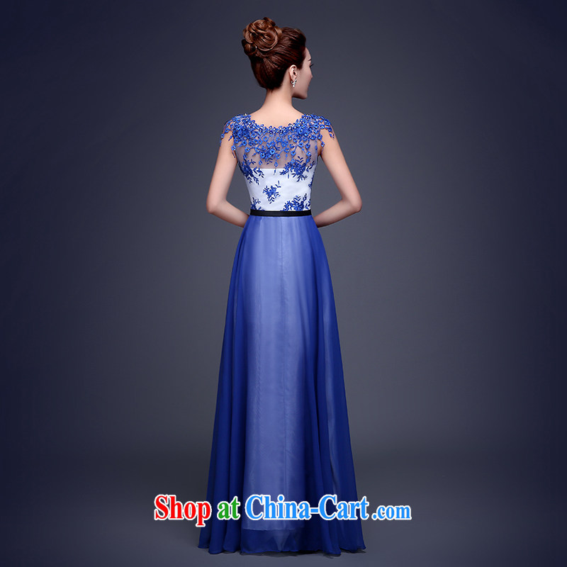 2015 new banquet dress marriages long gown bridal toast serving graphics thin beauty summer school girls dancing dress dark blue XL (hand-making), Nicole (Nicole Richie), online shopping