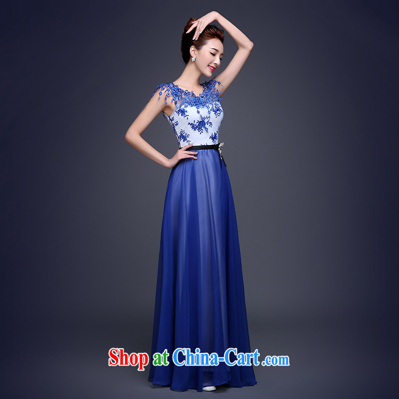2015 new banquet dress marriages long gown bridal toast serving graphics thin beauty summer school girls dancing dress dark blue XL (hand-making), Nicole (Nicole Richie), online shopping