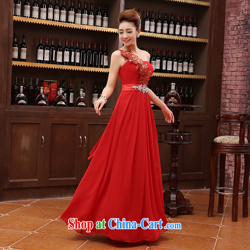 2015 new Korean red, shoulder-length, strap bridal wedding dress uniform toast dress dresses annual M light purple XL, her spirit, and shopping on the Internet