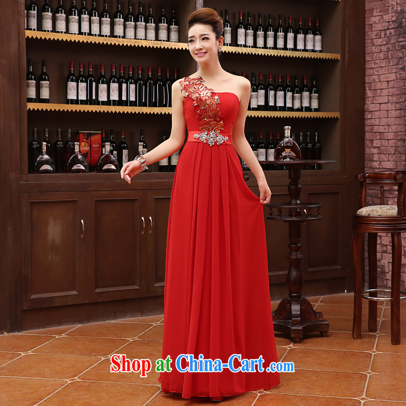 2015 new Korean red, shoulder-length, strap bridal wedding dress uniform toast dress dresses annual M light purple XL, her spirit, and shopping on the Internet
