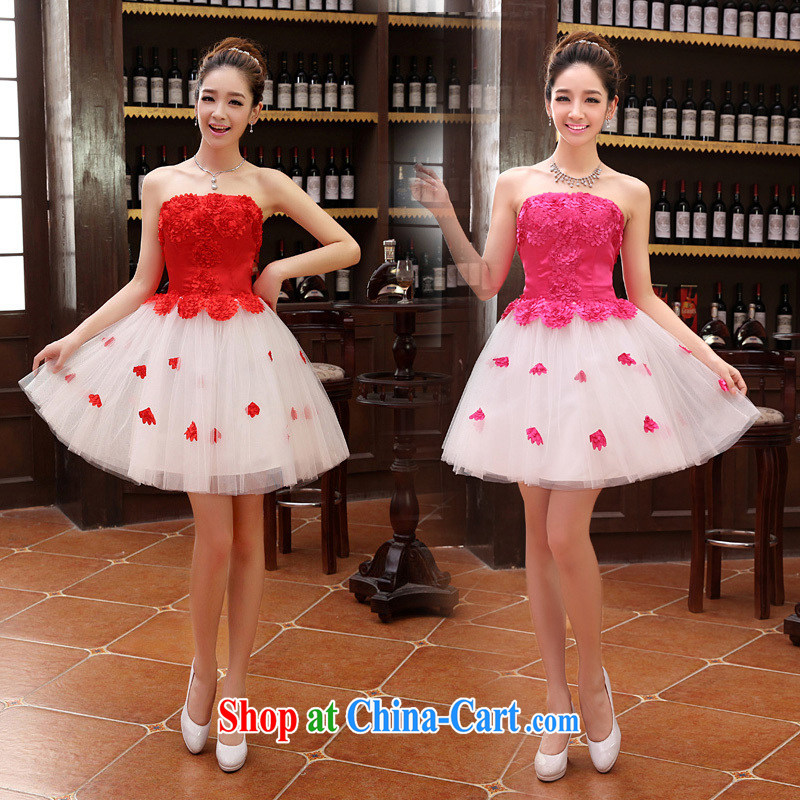 2015 new short, Mary Magdalene Beauty Chest stylish red Korean Princess bride toast serving bridesmaid dress flowers red M, her spirit, and shopping on the Internet
