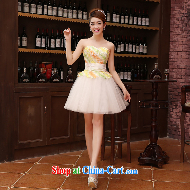 Her spirit marriage wedding dresses short, accompanied by her husband in the marriage tie short Evening Dress wedding dress small light yellow XXL, her spirit, and that, on-line shopping