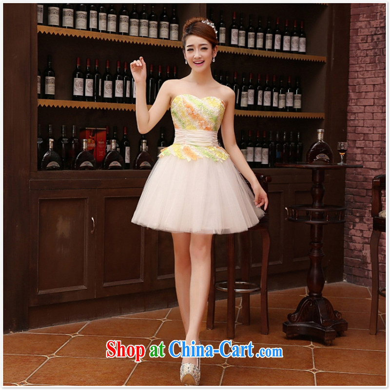 Her spirit marriage wedding dresses short, accompanied by her husband in the marriage tie short Evening Dress wedding dress small light yellow XXL, her spirit, and that, on-line shopping