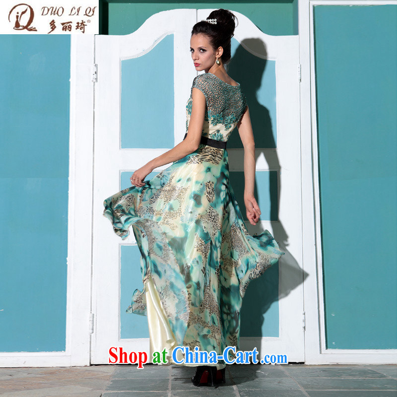 Multi-LAI Ki double-shoulder leopard print Evening Dress banquet company in Europe and annual Evening Dress wedding dresses green XXL, Li Qi (Doris dress), and, on-line shopping