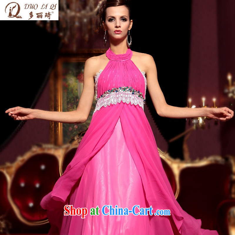 More than Li Qi long dress wholesale pink hang also dress in Europe bows dress Evening Dress pink XXL