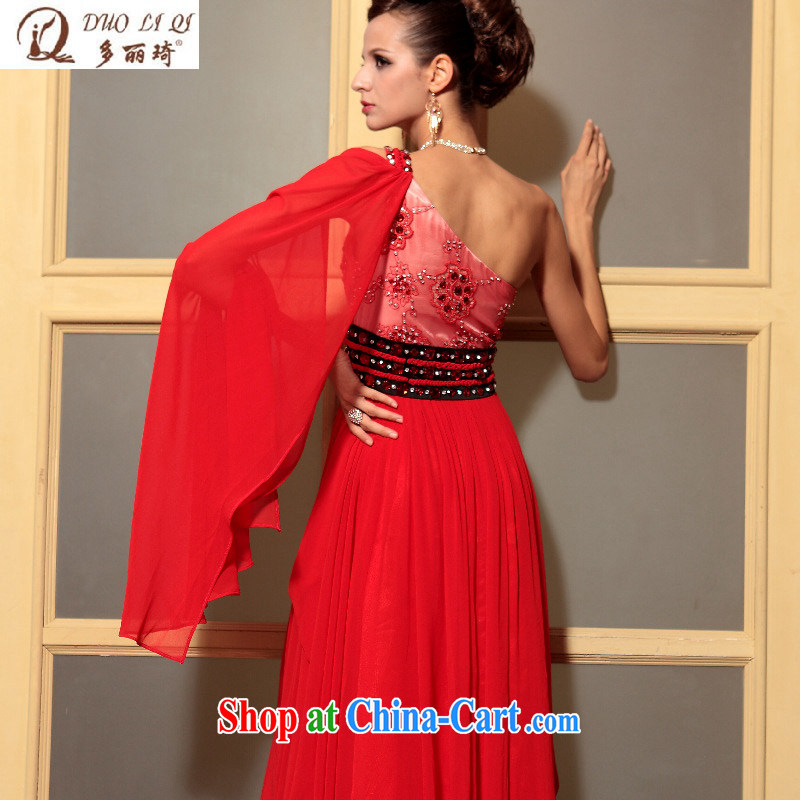 More LAI Ki red embroidery single shoulder elegant evening dress wedding dress toast show foreign trade dress 30,787 red XXL, Lai Ki (Doris dress), online shopping