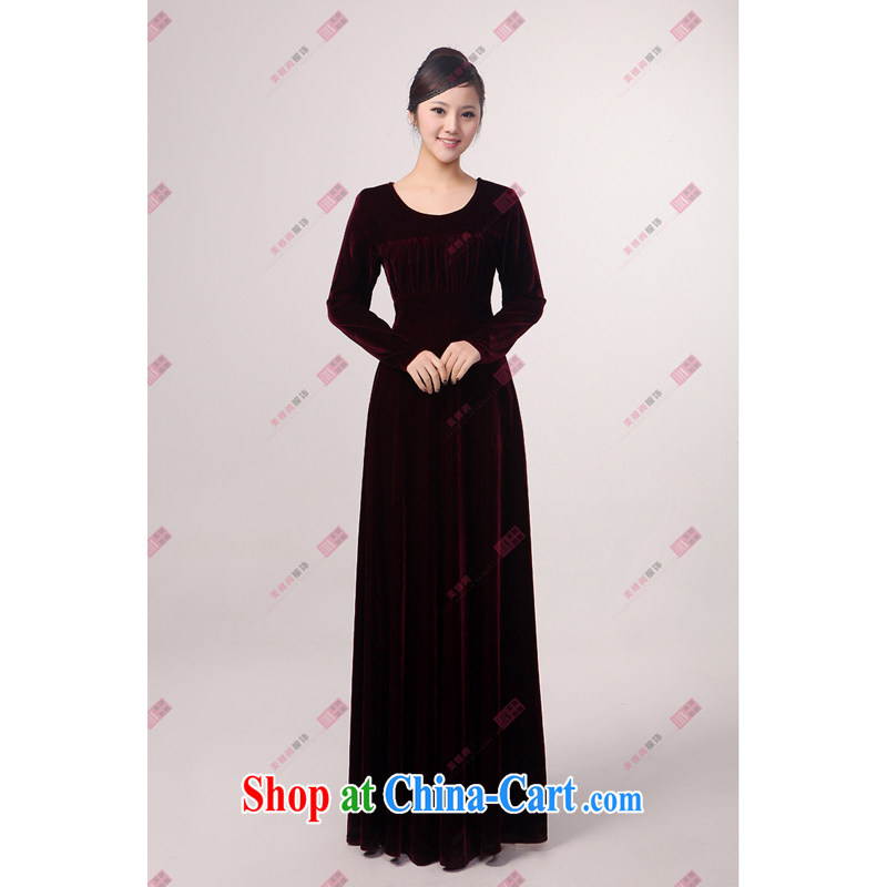 Her spirit wine red velour performance service long-sleeved chorus clothing winter clothing chorus choral conductor Service Custom purple XXXXL, her spirit (Yanling), online shopping