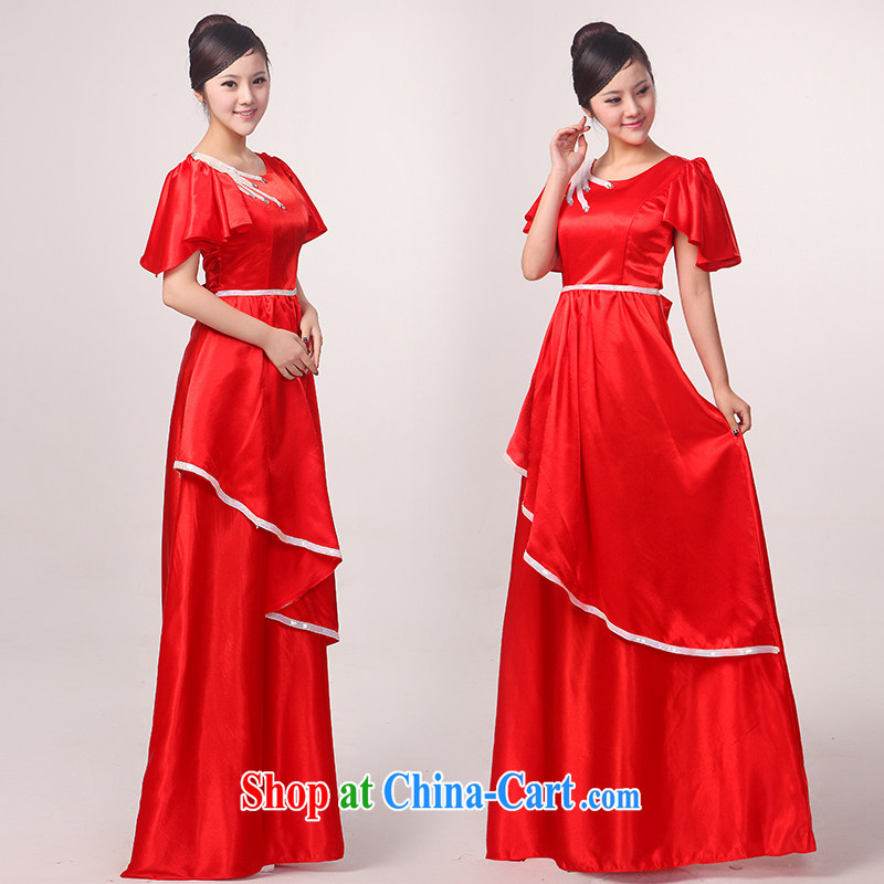 Her spirit new round-collar long choral service bubble cuff chorus serving female long students chorus clothing custom red XXXL, her spirit (Yanling), online shopping