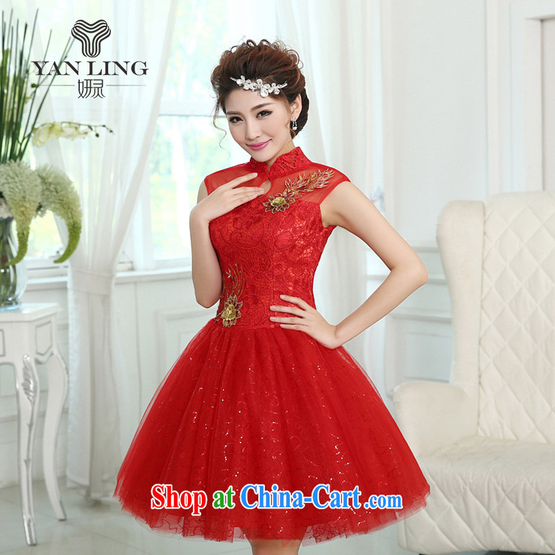 2015 New Field shoulder Princess bride shaggy dress flowers short marriage, the wedding dress bridesmaid dress LF 260 red XXL, her spirit, and on-line shopping
