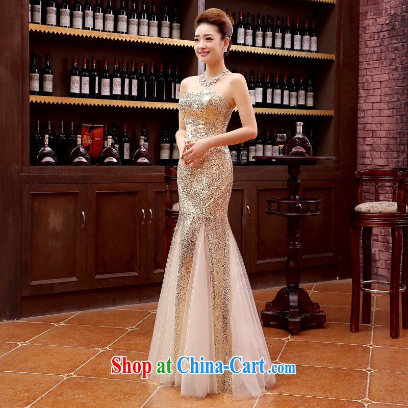 2015 new marriage wedding dresses Long sections, accompanied by her husband in the marriage Tie long evening dress wedding dress gold M M, her spirit, and shopping on the Internet