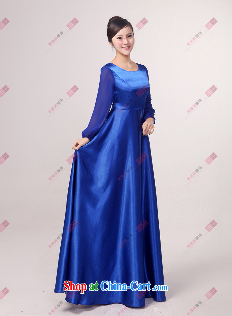 Her spirit new long-sleeved choir uniforms chorus serving female long choral clothing female long skirt show clothing Custom Blue XXL pictures, price, brand platters! Elections are good character, the national distribution, so why buy now enjoy more preferential! Health