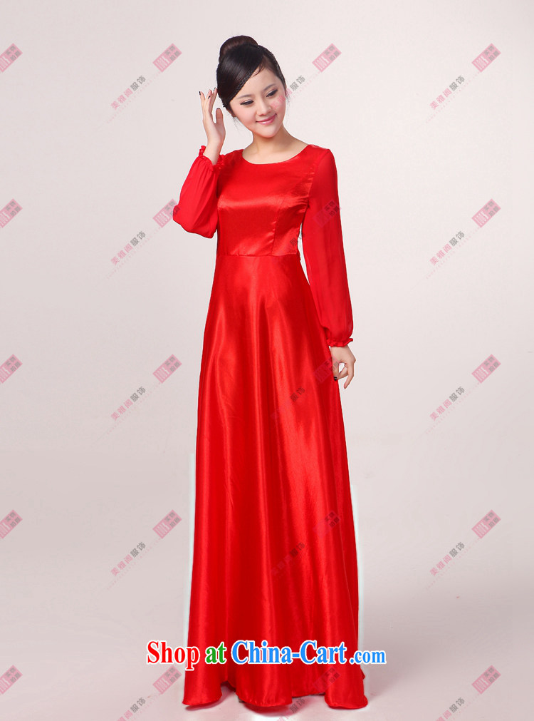 Her spirit new long-sleeved choir uniforms chorus serving female long choral clothing female long skirt show clothing Custom Blue XXL pictures, price, brand platters! Elections are good character, the national distribution, so why buy now enjoy more preferential! Health