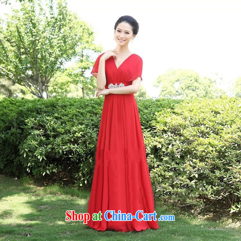 Her spirit of purple red V for long, bridal wedding dress chorus clothing chorus serving female long red XXXL, her spirit (Yanling), online shopping