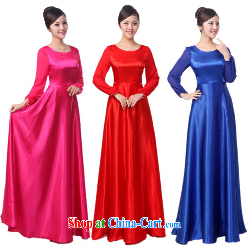 Her spirit of purple red V for long, bridal wedding dress chorus clothing chorus serving female long red XXXL, her spirit (Yanling), online shopping