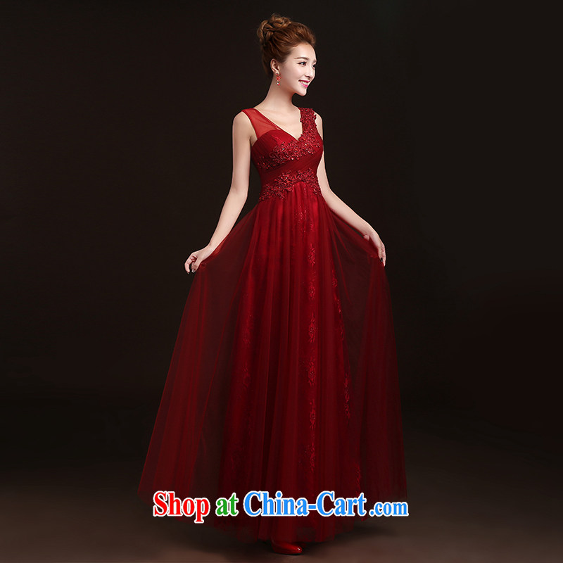 Toasting Service Bridal Fashion 2015 new summer marriage shoulders red evening dress long, cultivating the dress female wine red XXL (graphics thin dress), Nicole (Nicole Richie), online shopping