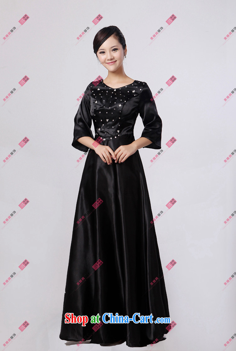 Her spirit black long sleeved chorus serving women long skirt large choral fashion women dress in older choral service black XXXXL pictures, price, brand platters! Elections are good character, the national distribution, so why buy now enjoy more preferential! Health