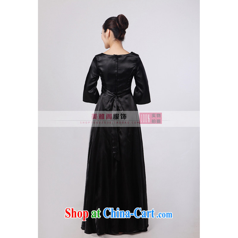 Her spirit black long sleeved chorus serving women long skirt large choral fashion women dress in older choral service black XXXXL, her spirit (Yanling), online shopping