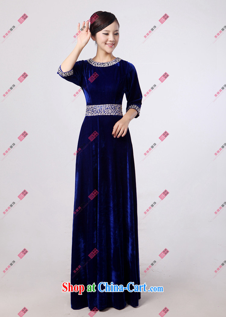 Yan LING BAO blue velvet, long skirt choir uniforms chorus serving women long skirt choral conductor service. XXXXL pictures, price, brand platters! Elections are good character, the national distribution, so why buy now enjoy more preferential! Health