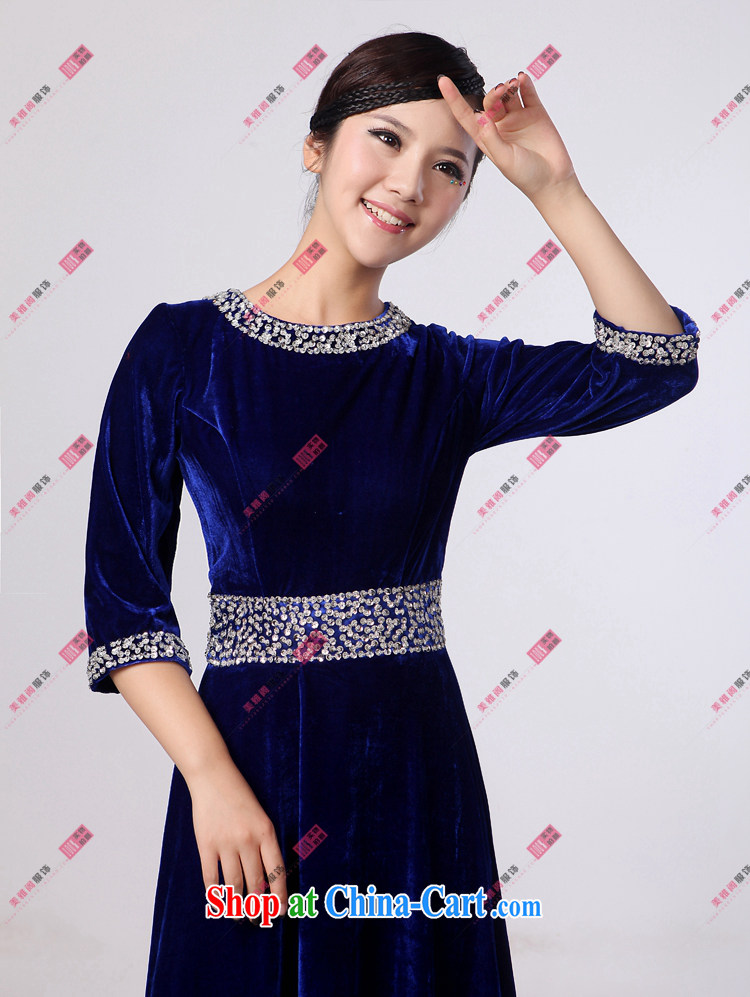 Yan LING BAO blue velvet, long skirt choir uniforms chorus serving women long skirt choral conductor service. XXXXL pictures, price, brand platters! Elections are good character, the national distribution, so why buy now enjoy more preferential! Health