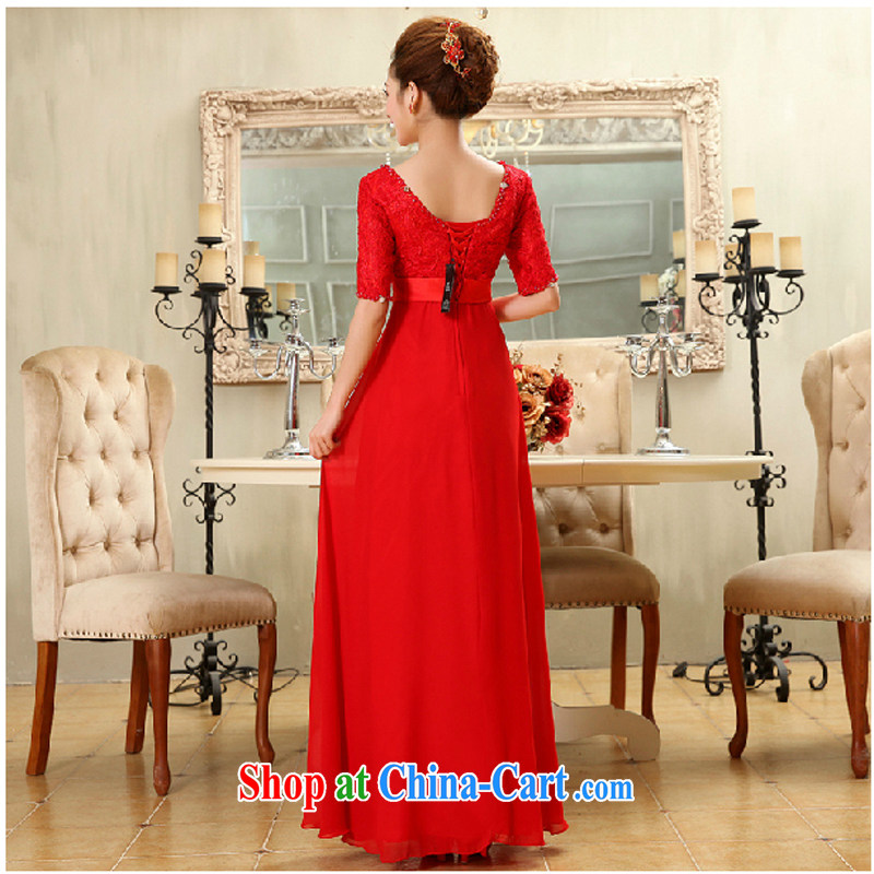 Her spirit marriages long bows, high-waist dress girls spring new 2014 lace cuff in red pregnant women dress XXL, her spirit (Yanling), online shopping