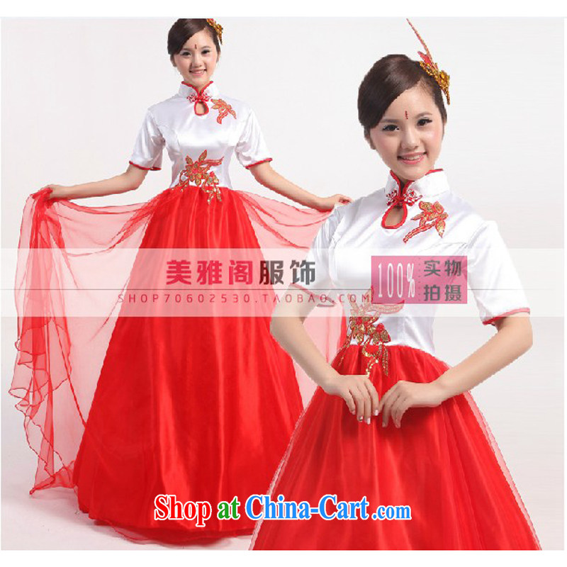 Her spirit, Ms. special long skirt large folk dance costumes the choir uniforms dress the waist graphics thin XXL, her spirit (Yanling), online shopping