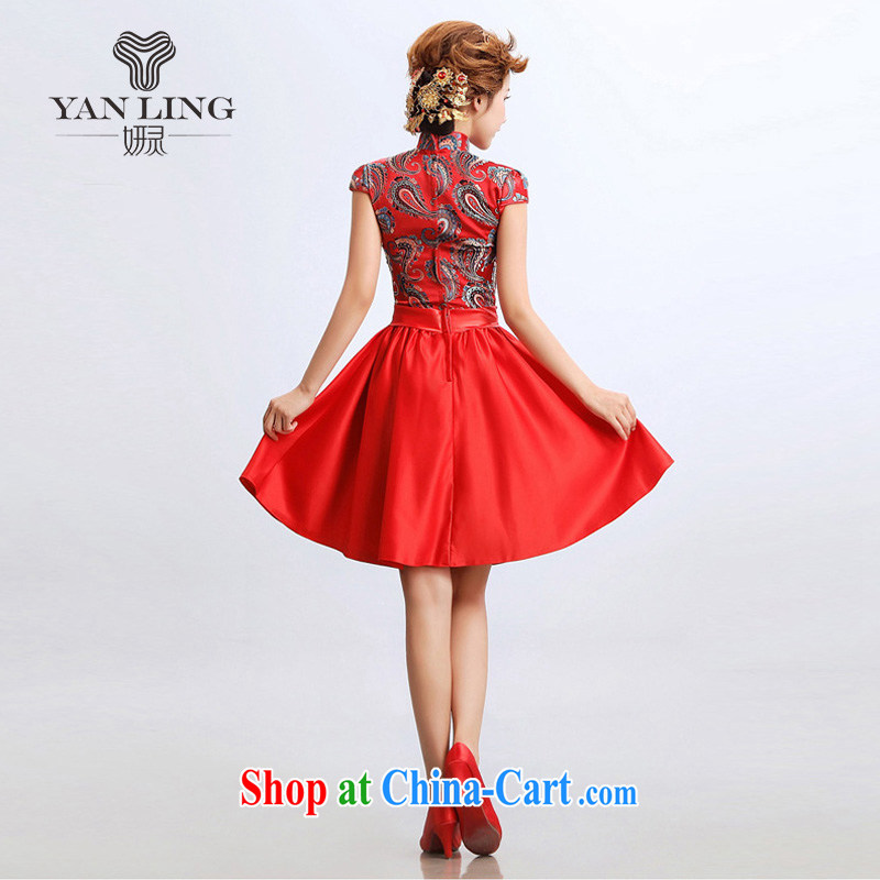2015 stylish short skirts, short dresses improved cheongsam wedding dresses bridal wedding dress cheongsam red S, her spirit, and shopping on the Internet