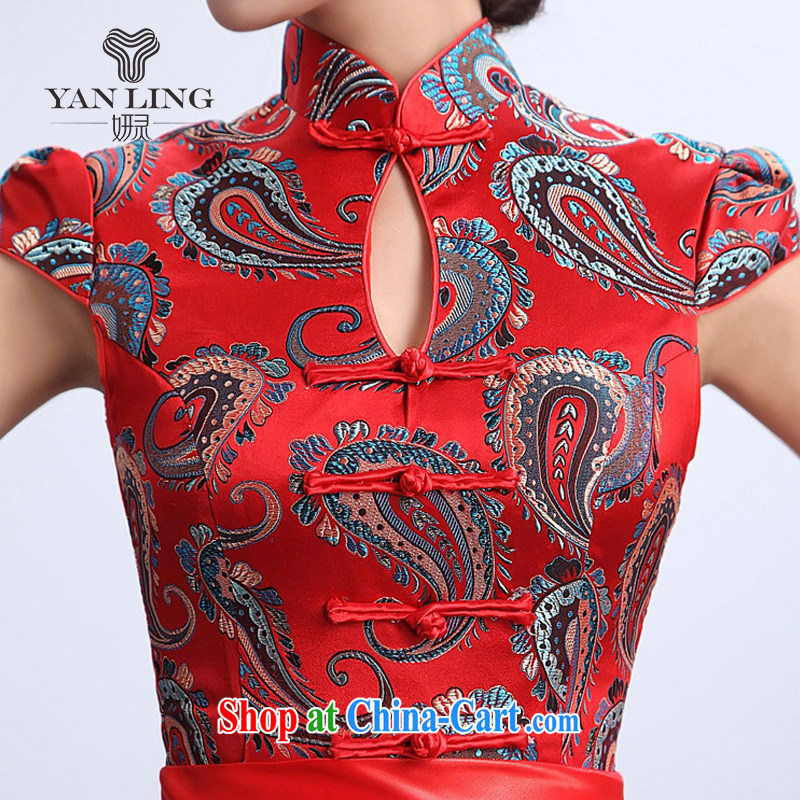 2015 stylish short skirts, short dresses improved cheongsam wedding dresses bridal wedding dress cheongsam red S, her spirit, and shopping on the Internet