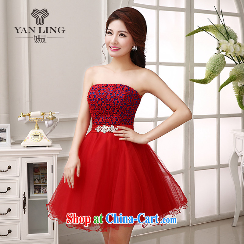 2015 wedding dresses bridal toast service 2014 marriage bridesmaid mission the betrothal sister's short red dress LF 204 red s
