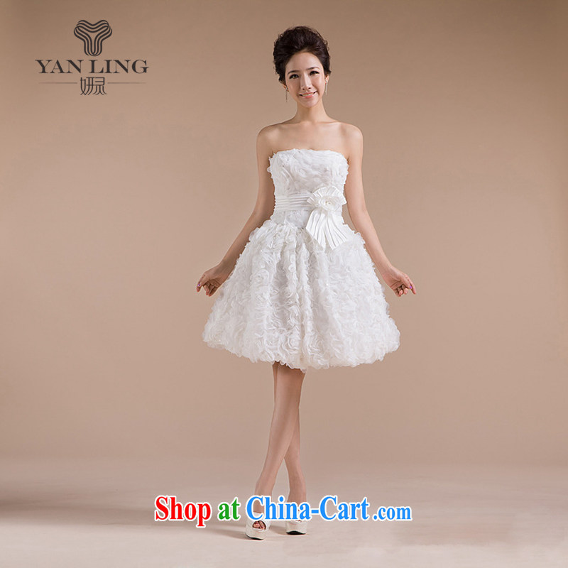 2015 new heart-shaped chest bare nails Pearl, three-dimensional flowers small dress LF 71 m White XXL