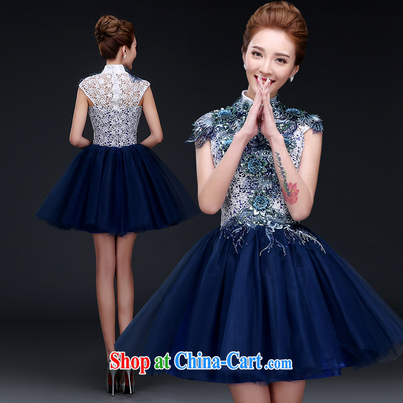 100 the ball Evening Dress short fall and winter 2015 new dark blue wedding bridesmaid sisters served as annual banquet dress dark blue XXL new pre-sale 3 to 5 days,