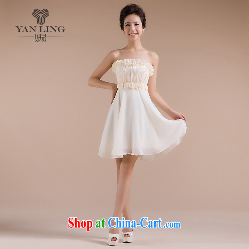 2015 new erase chest handmade lace waist three-dimensional flowers small dress champagne color XXL, her spirit, and, on-line shopping