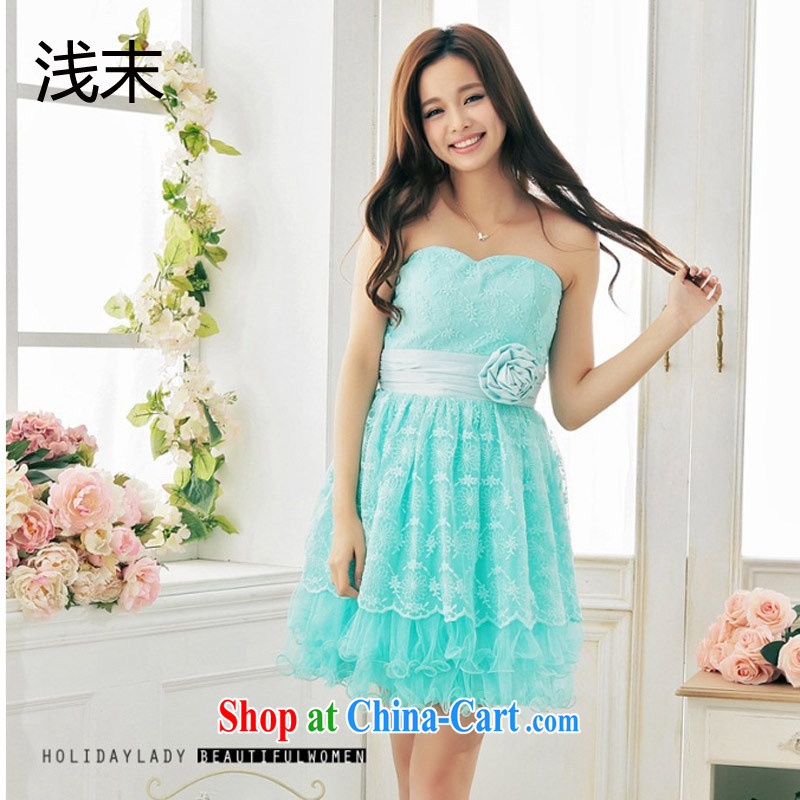 Light _at the end QIAN MO commercial heart erase chest with blossoms, stitching Web yarn shaggy dress skirts dresses 3382 green XXL