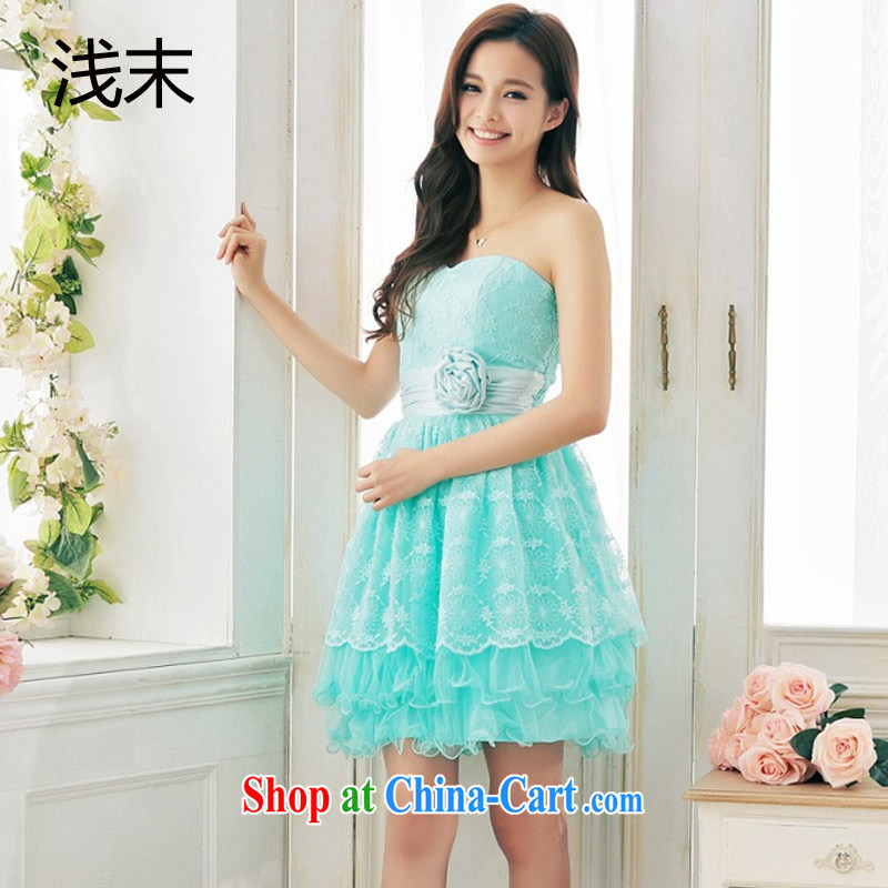 Light (at the end QIAN MO commercial heart wiped his chest with blossoms, stitching Web yarn shaggy dress skirts dresses 3382 green XXL, shallow end, shopping on the Internet