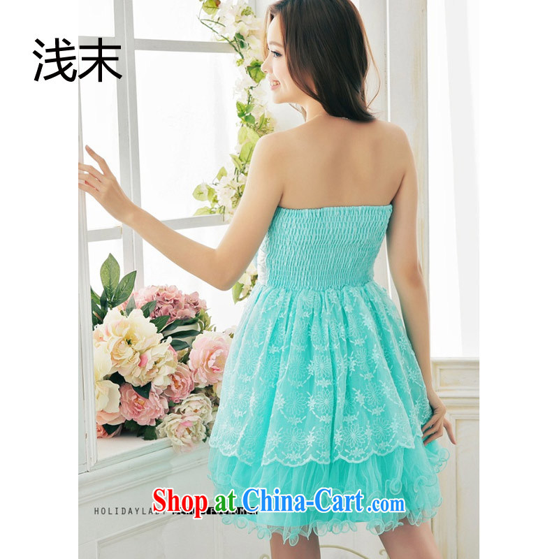 Light (at the end QIAN MO commercial heart wiped his chest with blossoms, stitching Web yarn shaggy dress skirts dresses 3382 green XXL, shallow end, shopping on the Internet
