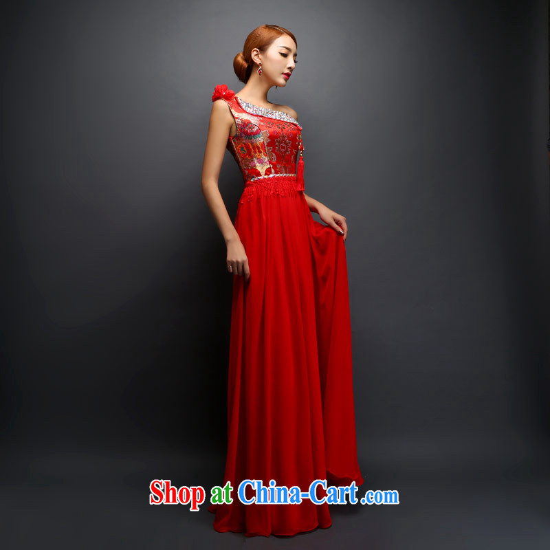 The code and the temporal single shoulder dresses 2015 new Mary Magdalene toast Chest Service antique wood drill macrame long zipper marriage dress single shoulder, the shawls M, love life, and shopping on the Internet
