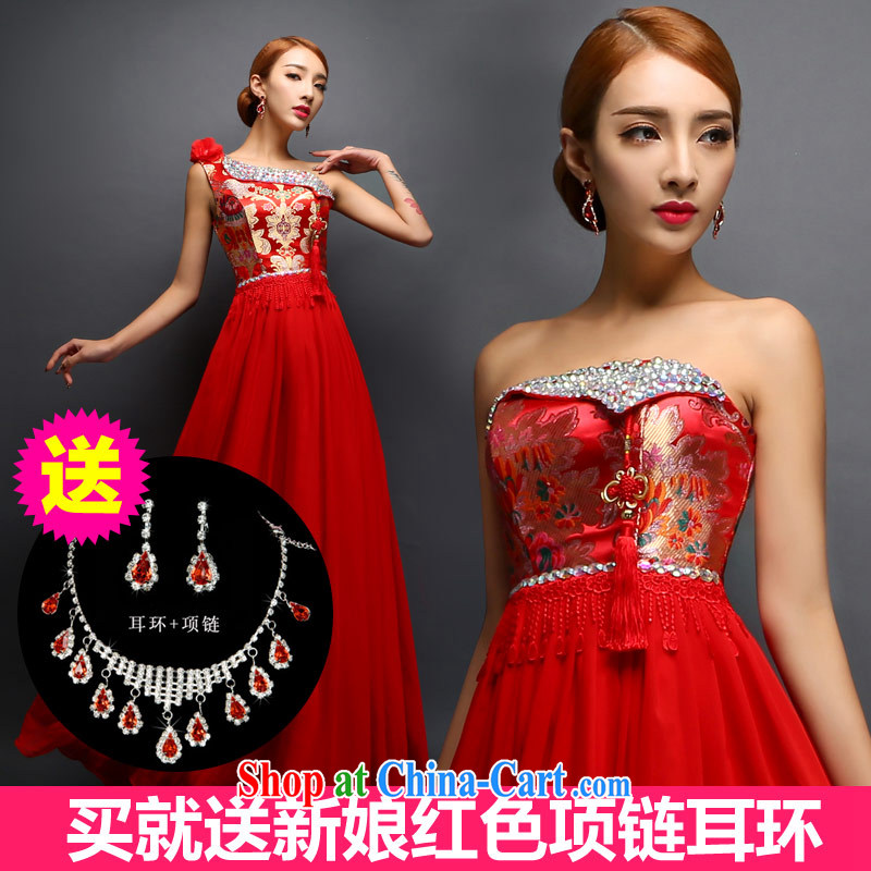 The code and the temporal single shoulder dresses 2015 new Mary Magdalene toast Chest Service antique wood drill macrame long zipper marriage dress single shoulder, the shawls M, love life, and shopping on the Internet