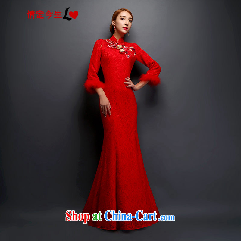 The Code love life at Merlion dress and cotton Thick Red lace plus Gross bridal dresses beauty graphics thin 2015 new listing red XL