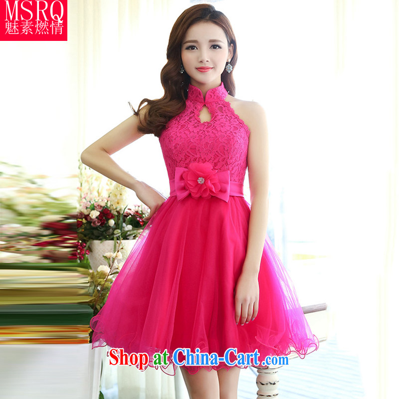 2015 spring and summer new lace + the root by the collar sleeveless dresses the dresses red XL