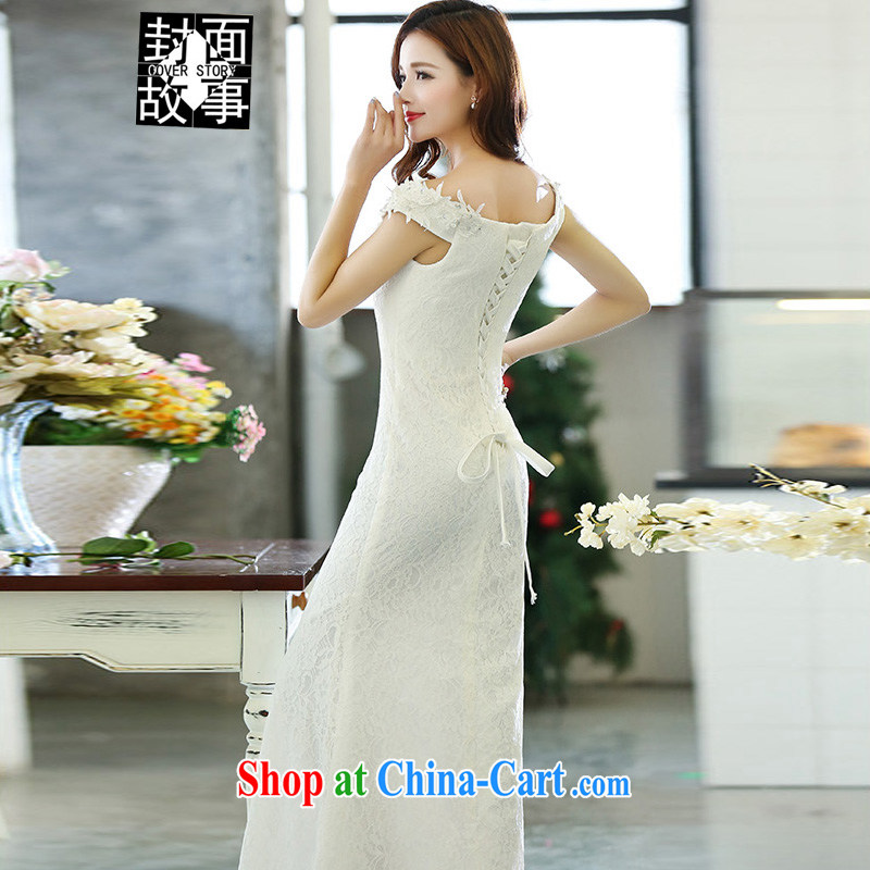 Cover Story 2015 new, simple and a shoulder at Merlion video thin bridal wedding dress bridal toast with cultivating dinner dress with female white XL, the cover story (cover story), and, on-line shopping