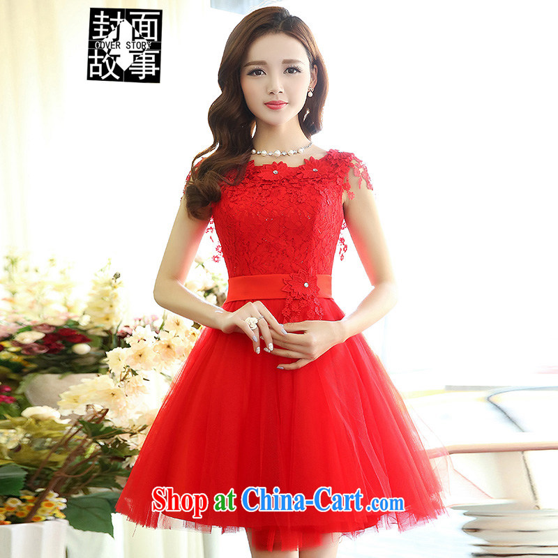 Cover Story 2015 Korean three-dimensional flower back married women with dresses back door bows dress dress wedding bridesmaid dress female Red M