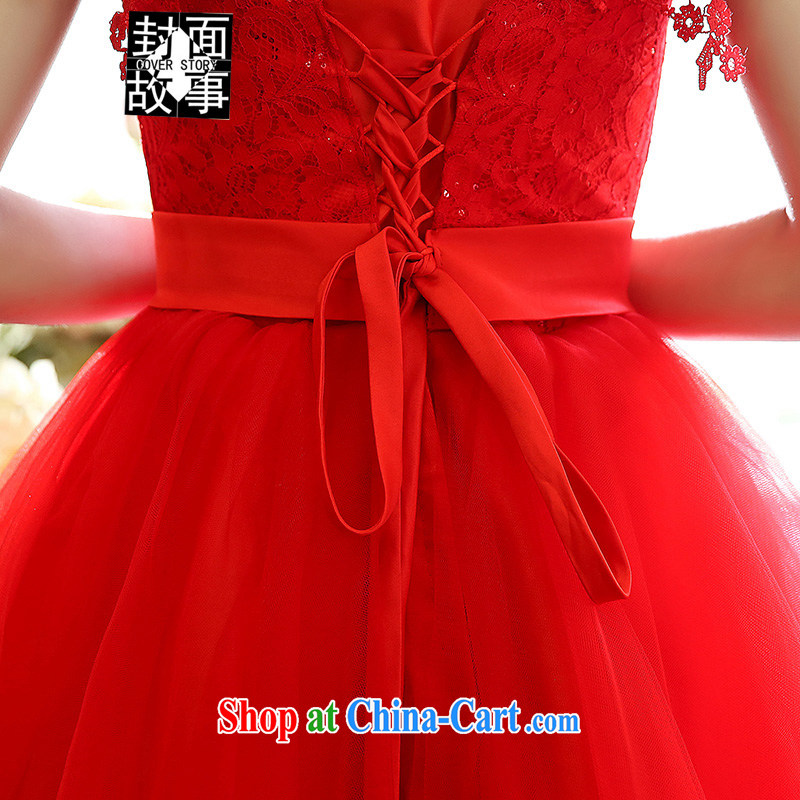 Cover Story 2015 Korean three-dimensional flower back married women with dresses back door bows dress dress wedding bridesmaid dress female Red M, the cover story (cover story), and shopping on the Internet